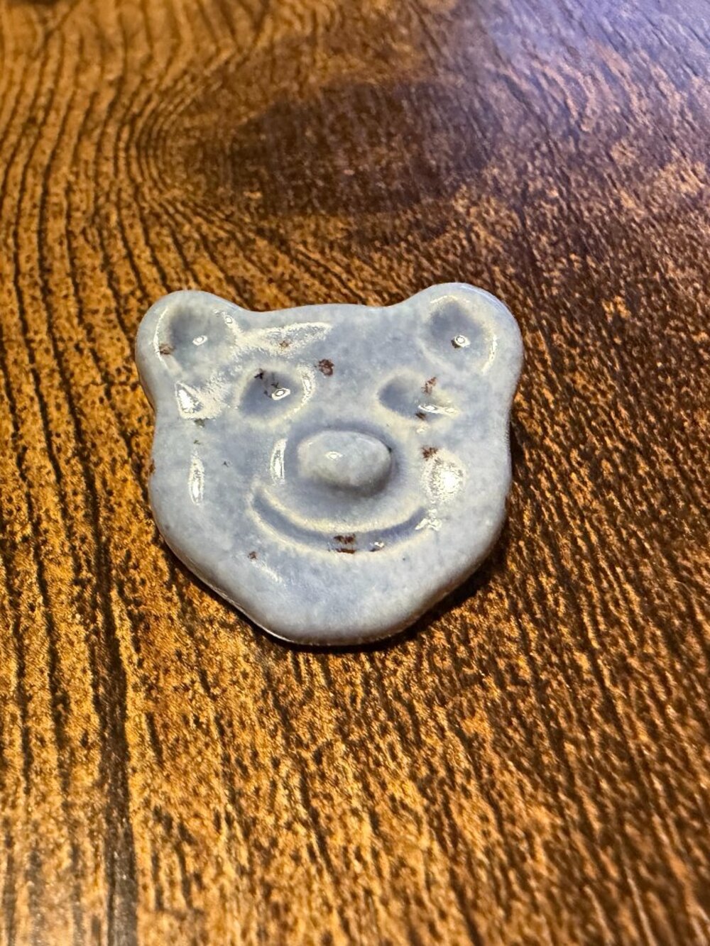 🎨 Studio Art Pottery Ceramic Bear Pin: Hand-Glazed Blue Teddy Bear Brooch